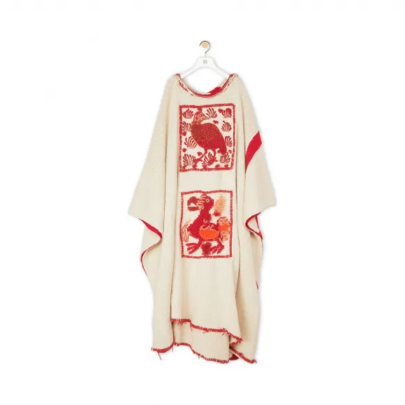 罗意威/Loewe Embroidered Knit Poncho Animals白色/红色 H3101060OT