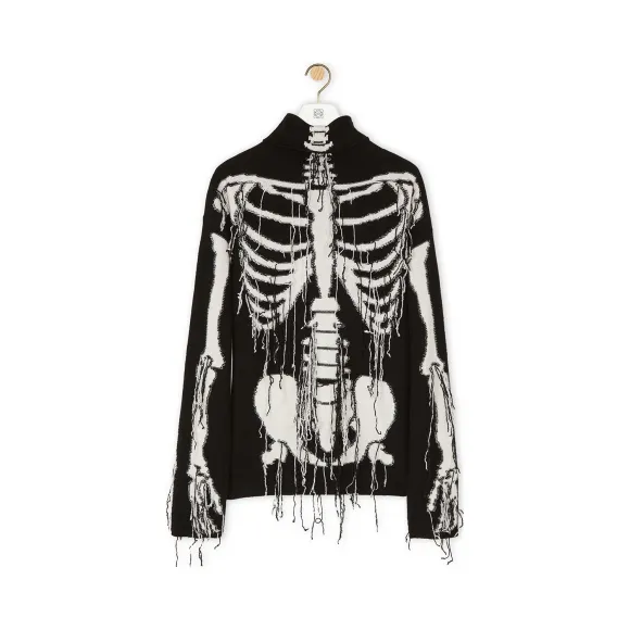 罗意威/Loewe Skeleton Sweater黑色/白色 H3109180CO
