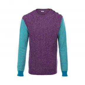 罗意威/Loewe Ribbed And Striped Crewneckpurple melange H3179020CO