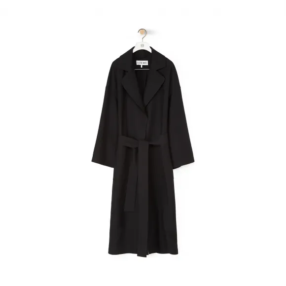 罗意威/Loewe Oversize Belted Coat黑色 S2101380PA