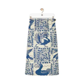 罗意威/Loewe Jacquard Wrap Skirt Animals白色/蓝色 S2105090PO