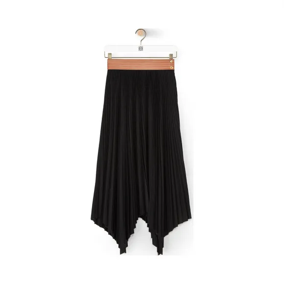 罗意威/Loewe Pleated Skirt黑色/棕褐色 S2105360FA