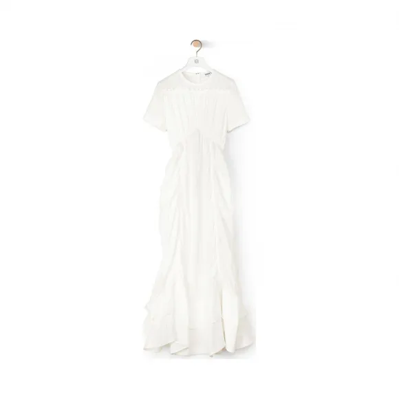 罗意威/Loewe Ruffle Gathered Dress白色 S2106300RO