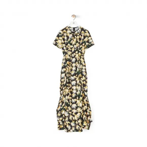 罗意威/Loewe Daisy Ruffle Gathered DressBlack/Yellow S2106301RO