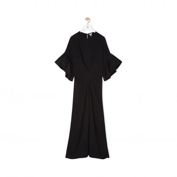 罗意威/Loewe Ruffle Sleeve Dress黑色 S2106310RO