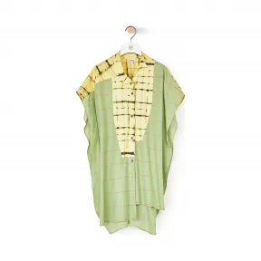 罗意威/Loewe Check Short Slv Asym Shirt绿色/黄色 S2109000GA