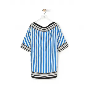 罗意威/Loewe Stripe Print Silk Scarf TopBlue/Red/White S2109700AK