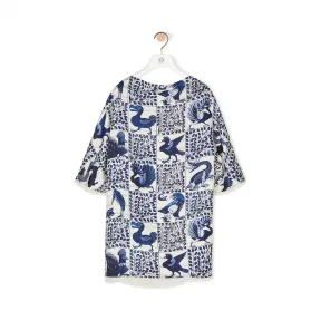 罗意威/Loewe Silk Print Scarf Top Animals蓝色/白色 S2109752AK