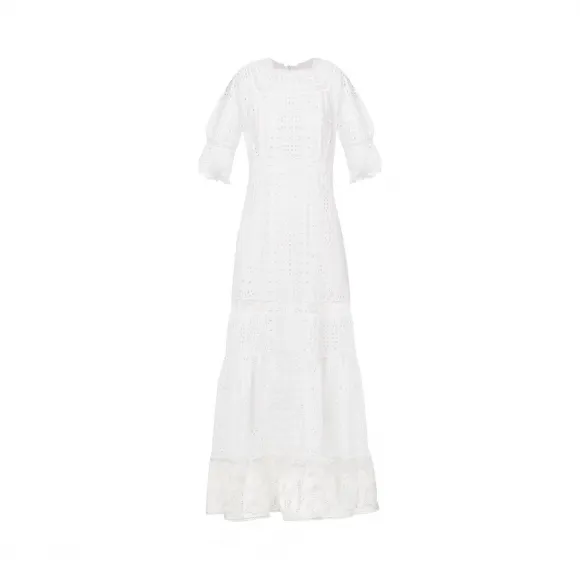 罗意威/Loewe Long Dress Broderie Anglaise白色 S2176060FA