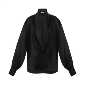 罗意威/Loewe Vneck Satin Top黑色 S2179210FA