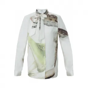 罗意威/Loewe 蘑菇印花领结衬衫 白色 S2269010FA