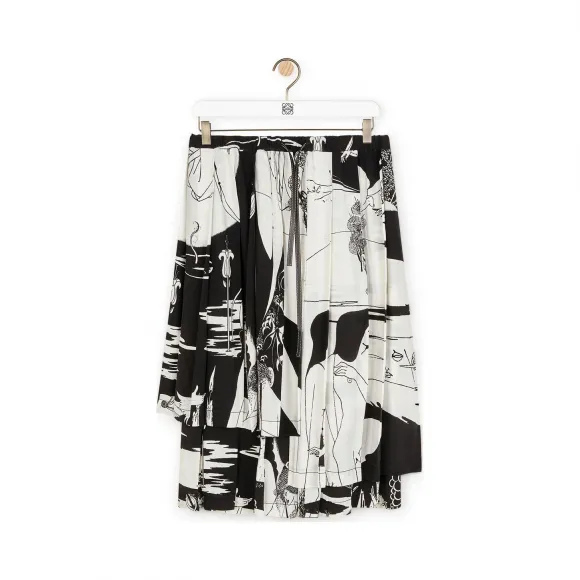 罗意威/Loewe Salome Print Skirt黑色/白色 S2295001RO