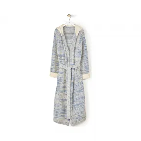 罗意威/Loewe Hooded Knit Robe CoatBlue/Beige S3108160SM