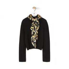 罗意威/Loewe Daisy Silk Scarf Sweater黑色 S3109810CO