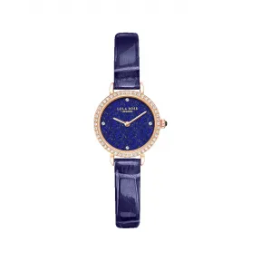 罗拉玫瑰/Lolarose Golden Halo系列镶锆石蓝色皮带青金石腕表 LR2222