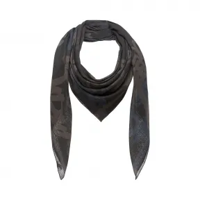 MCM 藏青色羊毛标志印花围巾 MEF7AMM09EF001