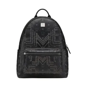 MCM Gunta M 字形铆钉Stark Visetos双肩背包 MMK8AVE55BK001