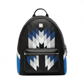 MCM Stark Chevron 菱格皮革双肩背包 MMK8SVE32BK001