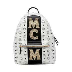 MCM Stark Visetos 标志条纹双肩背包 MMK8SVE82WT001