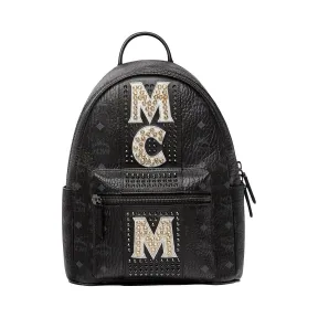 MCM Stark Visetos 标志条纹双肩背包 MMK8SVE94BK001