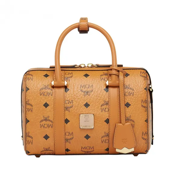 MCM Essential Boston Bag in Visetos Original MWB8ASE67CO001