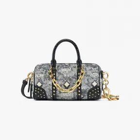 MCM 铆钉复古花押字图案缇花波士顿包 MWBCSTQ01EG001