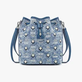 MCM 藍色 | BLUE 复古 Monogram 提花 Dessau 抽绳包 MWDCADU02LU001