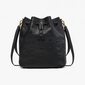 MCM Dessau经典花纹压花皮革抽绳包 MWDDSDU01BK001