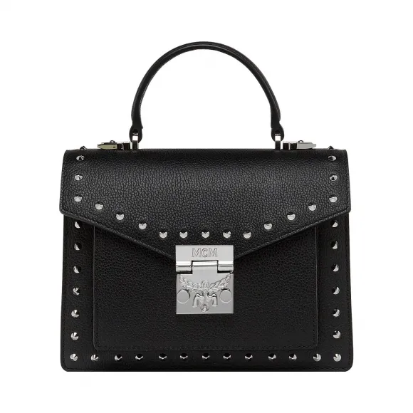 MCM Patricia Satchel in Studded Outline Leather MWE8APA51BK001