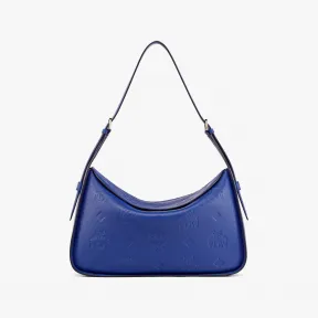 MCM Aren 横向翻盖压纹花押字皮革 Hobo 月牙包 MWHDSTA02L6001