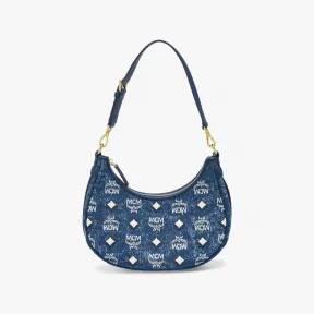 MCM Aren 复古丹宁缇花 Hobo 月牙包 MWHDSTA07LE001