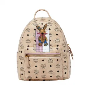 MCM 小兔子 Stark Stripe Visetos 经典双肩背包 MWK8SXL30IG001