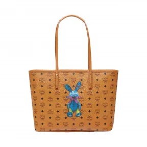 MCM 小兔子 Visetos 顶部拉链购物袋 MWP6AXL08CO001