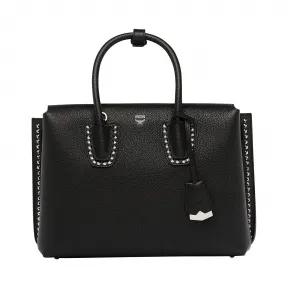 MCM Milla 铆钉轮廓粒面皮革手提包 MWT7AMA58BK001