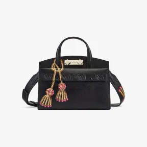 MCM Upcycling Project Milano手绘珠宝流苏图案羊皮手提包 MWTCSUP04BK001