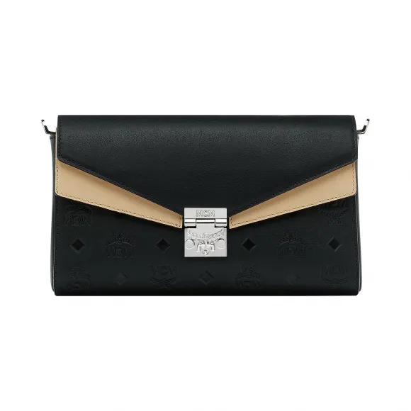 MCM Millie字母组合牛皮革翻盖斜挎包 MYZ9SME07BK001