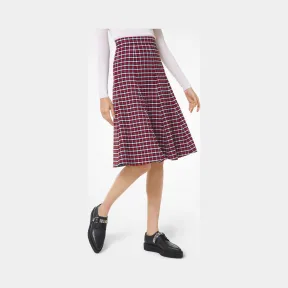 迈克高仕/Michael Kors Tattersall 弹力羊毛华达呢喇叭裙 104AKQ513-0618