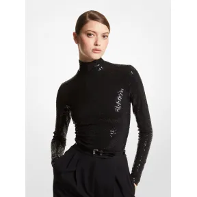 迈克高仕/Michael Kors 手工刺绣亮片弹力平纹针织连体紧身衣 309RKT561D-0001