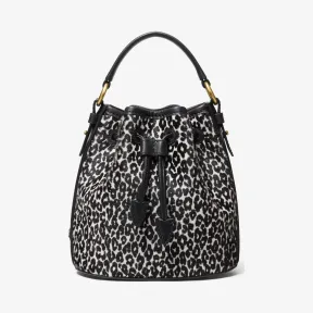 迈克高仕/Michael Kors Monogramme 小号豹纹小牛毛水桶包 31S1ONOC1I-0018