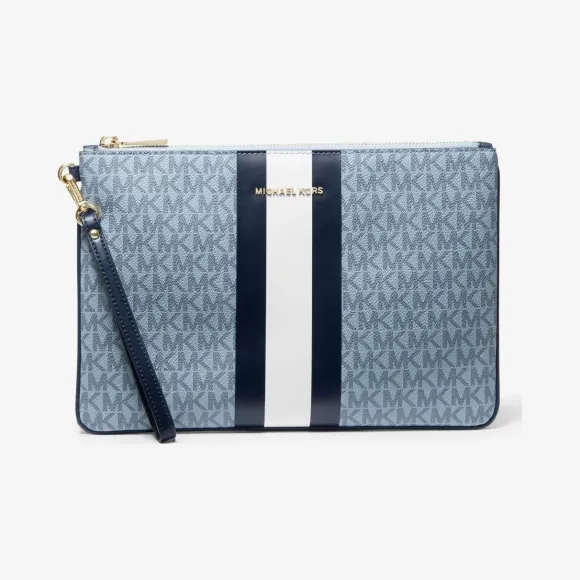 迈克高仕/Michael Kors 大号徽标条纹拉链小包 32T9GF9M3B-0857