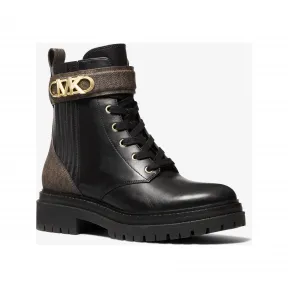 迈克高仕/Michael Kors Parker 老花系带马丁靴 女士 黑色/深棕 中筒靴 40F2PKFE5L007
