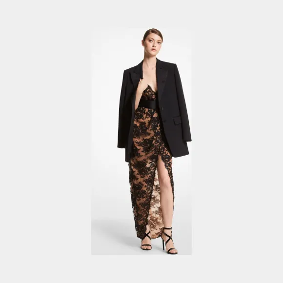 迈克高仕/Michael Kors 亮片刺绣尚蒂伊蕾丝吊带裙 470AKT593A-0001