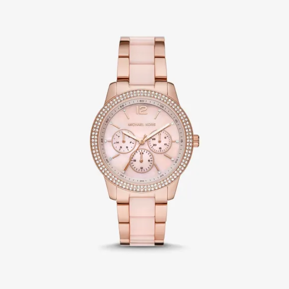 迈克高仕/Michael Kors 超大 Tibby Pav 玫瑰金色腮红醋酸纤维手表 MK6928-0622