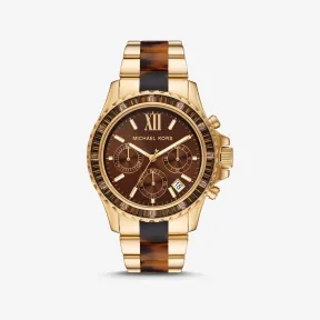 迈克高仕/Michael Kors 超大号 Everest Pav 金色和醋酸纤维手表 MK6973-0255