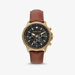 迈克高仕/Michael Kors 超大号 Cortlandt 皮革和古董金色手表 MK8906-0230