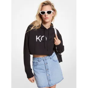 迈克高仕/Michael Kors 徽标有机棉混纺短款连帽衫 MS250L023G-0001