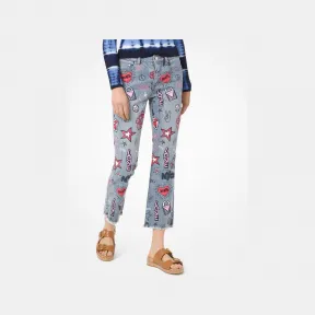 迈克高仕/Michael Kors 牛仔涂鸦复古喇叭裤 MS99CNZBAT455