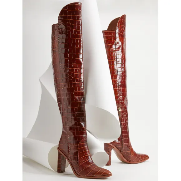 麦丝玛拉/Max Mara 烟灰色 高筒靴 4796019406003