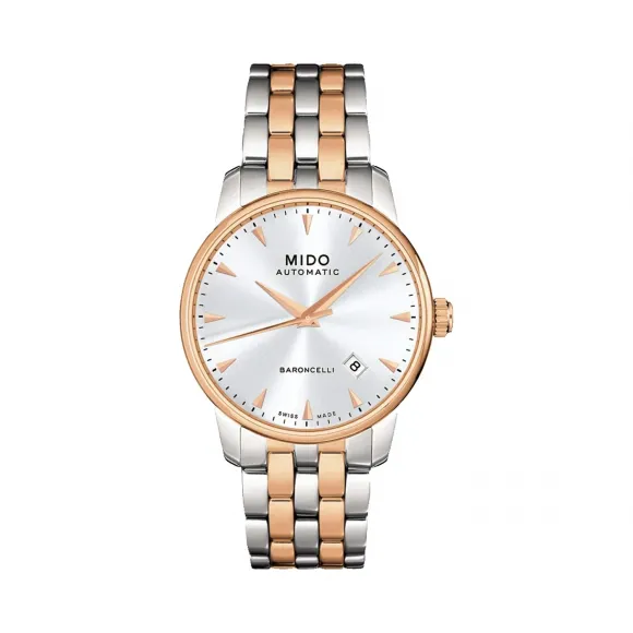 美度/Mido 贝伦赛丽系列 不锈钢镀玫瑰金 自动机械 男表 M8600.9.11.1