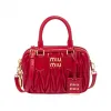 缪缪/Miu Miu 红色 Matelassé 软羊革保龄球包 5BB123-N88-F0011